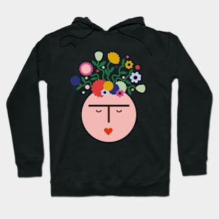 Colorful feminist mexican Frida kahlo portrait summer flowers viva la vida Hoodie